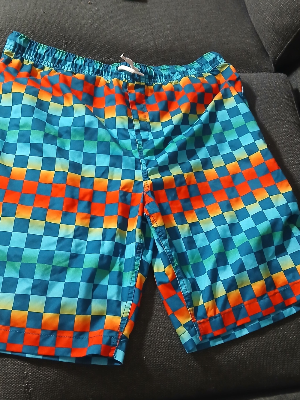 Boys Lands' End Checkered Swim Trunks - Size [XL]